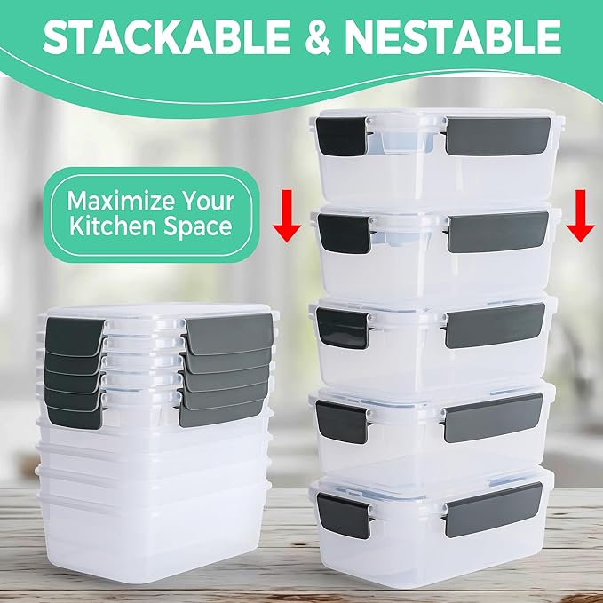 YORY 3 cup Plastic Food Storage Containers - Image 2