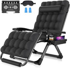 Suteck Oversized Zero Gravity Chair,33In XXL Lounge Chair w/Removable Cushion&Headrest, Reclining Camping Chair w/Upgraded Lock and Footrest, Reclining Patio Chairs Recliner for Indoor Outdoor,500LBS by Suteck