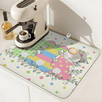 Easter Bunny Dish Drying Mat for Kitchen Counter Cute Rabbit Colorful Polka - Image 7