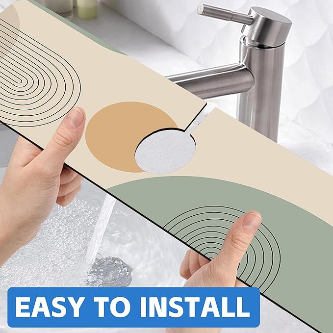 Abstract Minimalistic Geometric Kitchen Sink Splash Guard Mat Absorbent Fast - Image 6