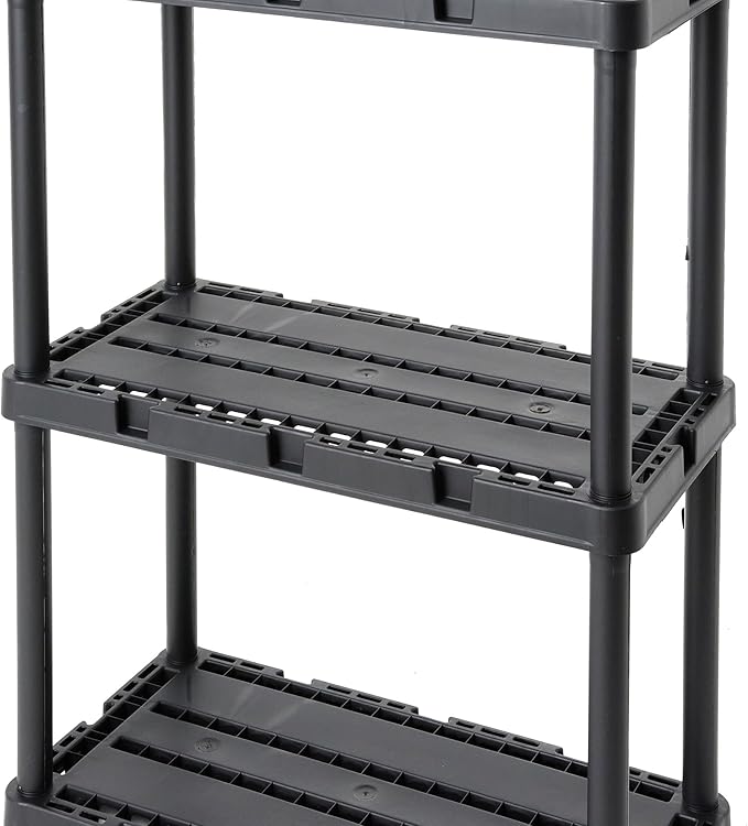 Gracious Living 3 Shelf Knect-A-Shelf Solid Light Duty Storage Unit 12 x 24 x 33" Organizer for Home, Garage, Basement & Laundry, Black - Image 9