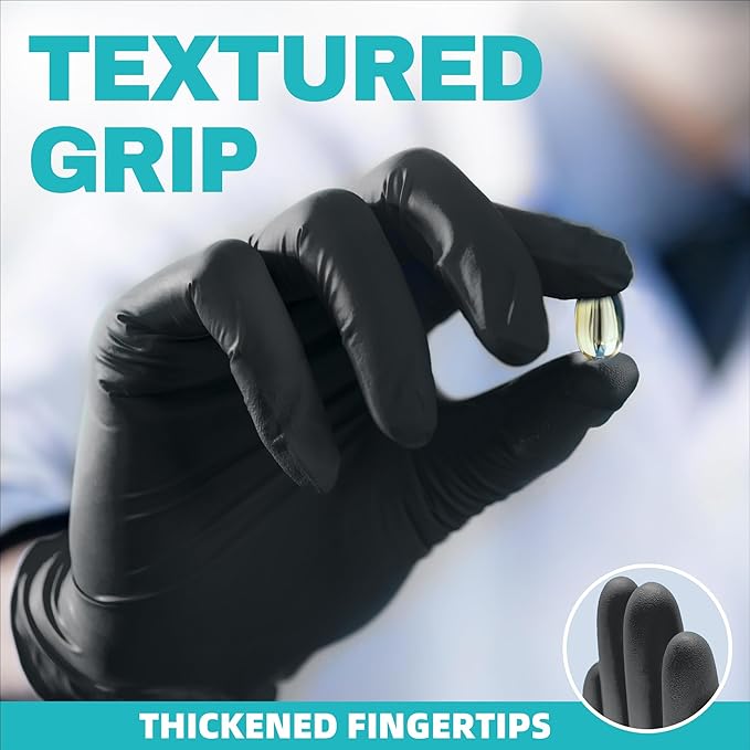 Beastek Black Disposable Nitrile Exam Gloves 100 Pcs 4Mil Chemical Resistant - Image 3