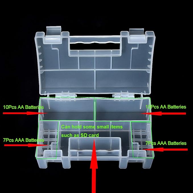 YXQ AA AAA Battery Storage Box Organizer Holder Portable Clear Plastic Case - Image 2