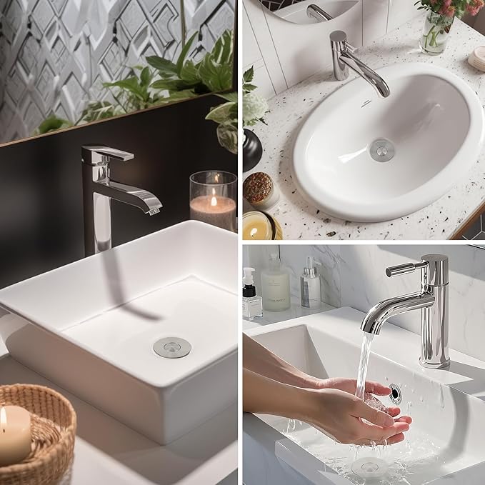 Hibbent 3 Pack 3 in 1 Bathroom Sink Drain Strainer, Universal Pop Up Stopper - Image 9