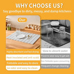 Stone Dish Drying Mat for Kitchen Counter, Non-Slip Quick Absorbent - Image 4