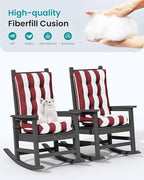 SERWALL HDPE Outdoor Rocking Chair Cushion Set of 4, Memory Foam Cushion Red White - Image 6