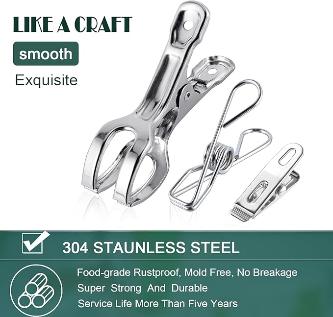 Stainless Steel Clothes Pins Heavy Duty Outdoor, Mini Laundry Clothespins - Image 2
