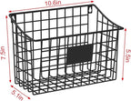 Wall Mounted Bin Basket with 5 Hooks 3 Label Plate Adhesive-3 Pack, Cabinet - Image 6