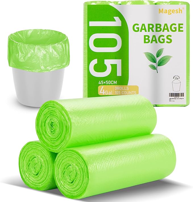 Magesh 105 Count 4 Gallon Small Trash Bags, Transparent, Leak-Proof, by Magesh