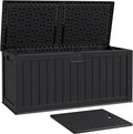 Patiowell 240 Gallon Large Outdoor Storage Box, Waterproof Deck Box with Fixed Divider, Lockable and Durable Patio Storage Solution for Patio Furniture and Garden Tools (Black) by Patiowell
