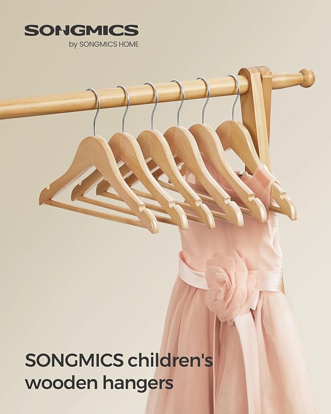 SONGMICS Kids Wooden Hangers 20 Pack, Solid Wood Baby Hangers, Children's Coat - Image 2