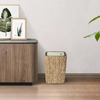 Boho Trash Can with Lid for Bathroom, 2.6 Gallon Small Rattan Garbage Can with - Image 8