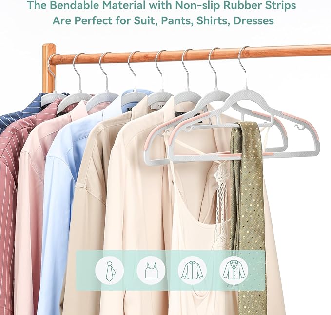 Pack of 50 Coat Hangers, Space-Saving Plastic Clothes Hangers, 0.2 Inches Slim - Image 7