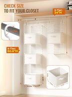Closet Hanging Organizer with Drawers, 6 Tier Metal Closet Organizers and - Image 2
