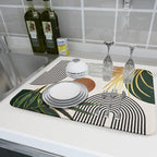 Boho Leaves Dish Drying Mat 18x24 inch Mid Century Absorbent Drainer Rack Mats - Image 6