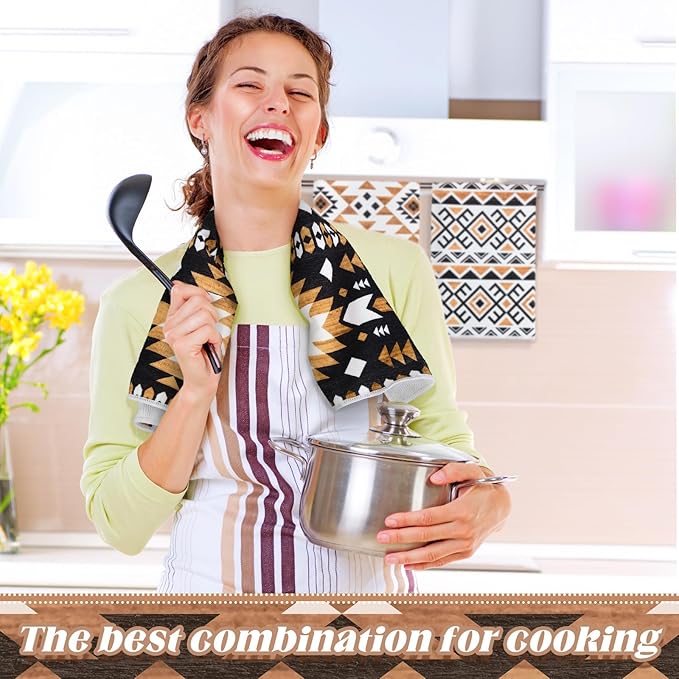 Breling Set of 6 Western Aztec Kitchen Towels Vintage Themed Dish Towel - Image 4
