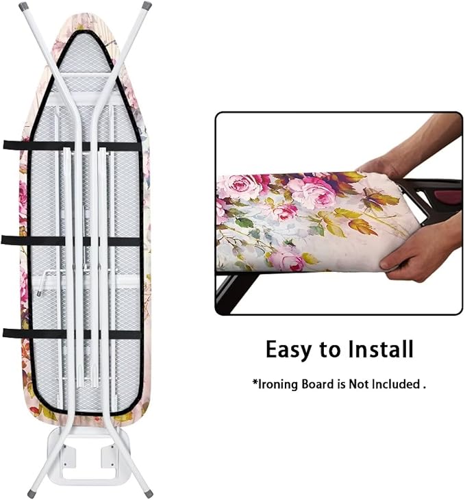 Pink Flower Ironing Board Cover and Pad Iron Pad Covers Resist Scorching and - Image 4