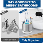 Silver Toothbrush Holders for Bathrooms Countertop Organizer - Image 5