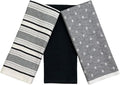 Black White Kitchen Hand Dish Towels: Oversized 28" x 16", 100% Cotton Cloth by SerafinaHome