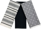 Black White Kitchen Hand Dish Towels: Oversized 28" x 16", 100% Cotton Cloth by SerafinaHome
