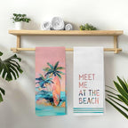 Boho Coastal Beach Kitchen Towels, Meet Me at The Beach Decorative Hand Towels - Image 4