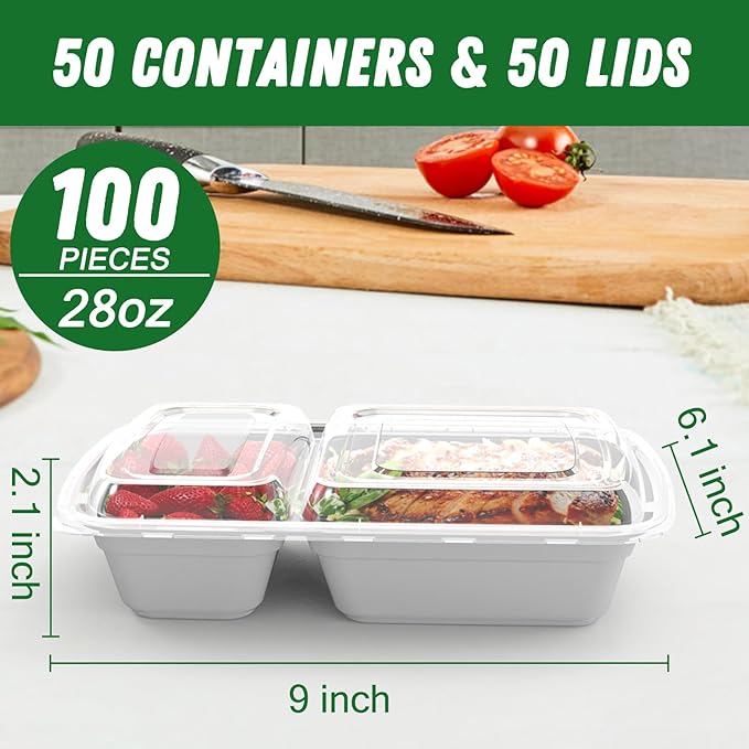 50 Pack 28 oz Meal Prep Containers Reusable - Image 2