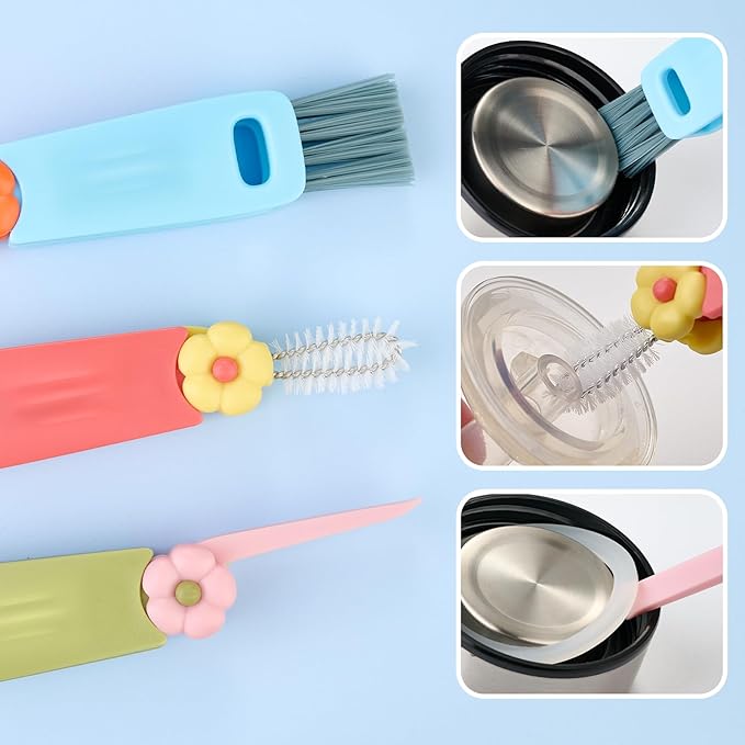 3 in 1 Bottle Gap Cleaning Brush, Portable Crevice Cleaning Brush Set, Suitable - Image 2