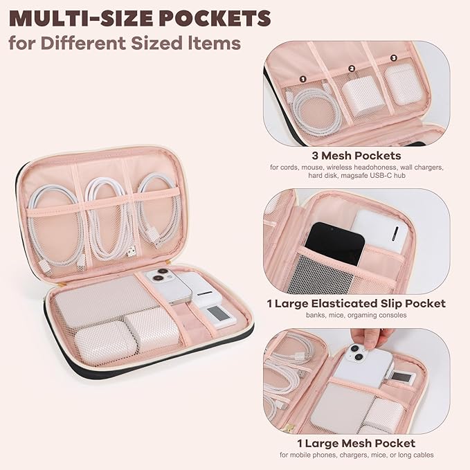 Electronics Organizer Travel Case, Charger Bag Cord Organizer Travel, Compact - Image 2
