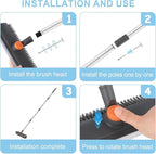 Floor Scrub V Brush with Long Handle 4 in 1 Silicone Scrape and Stiff Bristle - Image 8