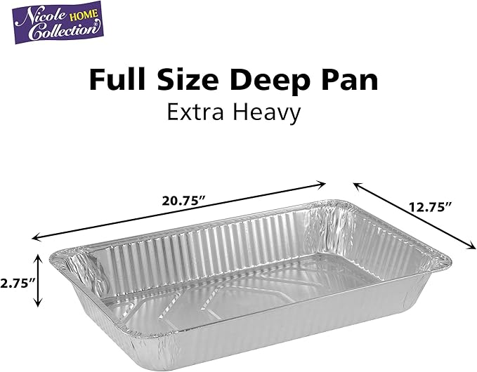 Aluminum Pans Full Size, Large Disposable Roasting & Baking Pan, Restaurants - Image 3