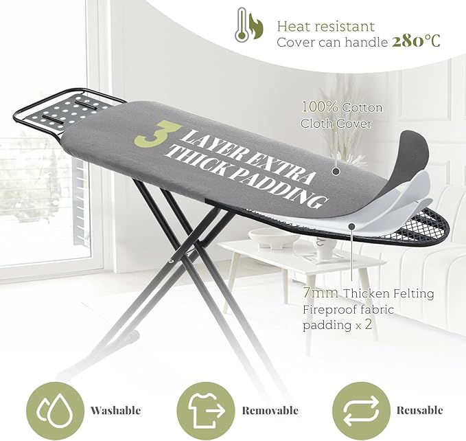 Ironing Board Full Size, RAINHOL 43"x13" Heavy Duty Compact Iron Board - Image 3