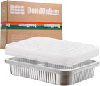 Aluminum Foil Pan with Lids, Heavy Duty Disposable Aluminum Baking Pans by BondOnLum