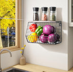 Fruit Bowl for Kitchen Counter Stackable Wall Mounted Hanging Basket Wire Basket - Image 2