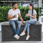 YITAHOME 150 Gallon Large Deck Box with X-Shaped Front, Resin Outdoor Storage Boxes, Waterproof Cushion Storage Bench for Patio, Pool Supplies, Garden Tools - Lockable, Dark Gray - Image 2
