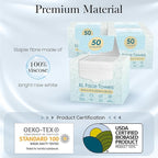 4 Pack of 50 count XL Disposable Face Towels 10” x 12”, 100% Viscose Fibre - Image 2