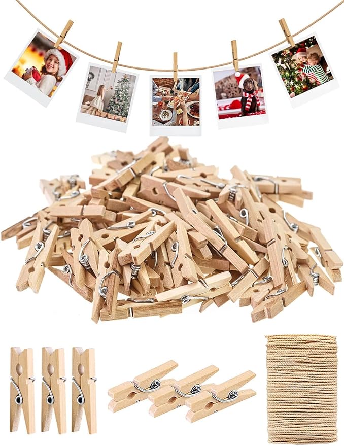 Sturdy Mini Clothes Pins for Photo, Small Clips for Crafts Display, Baby Shower by SFSOONEAT