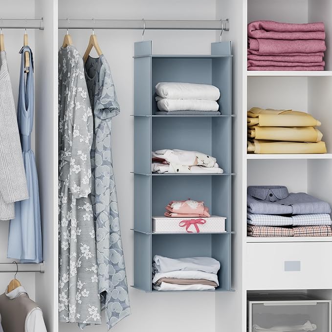 YOUDENOVA Hanging Closet Organizer, 4-Shelf Closet Hanging Shelves - Image 2