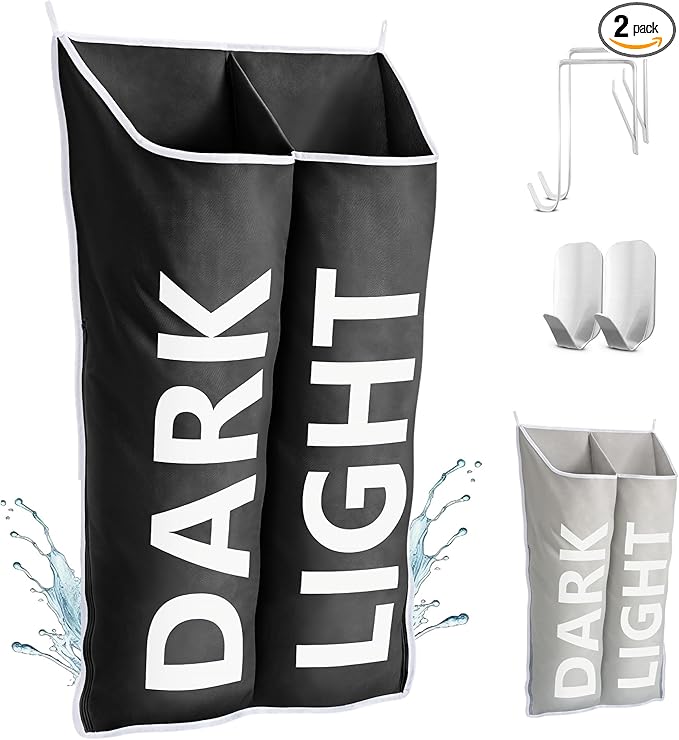 Hanging Laundry Hamper Bag XL 40x22", Space Saving over the Door Storage Bags by DONAQ