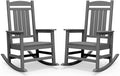SERWALL Outdoor Rocking Chair Set of 2, HDPE Patio Rocking Chair, All-Weather Porch Rocker for Balcony, Yard, Dark Gray by SERWALL
