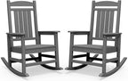 SERWALL Outdoor Rocking Chair Set of 2, HDPE Patio Rocking Chair, All-Weather Porch Rocker for Balcony, Yard, Dark Gray by SERWALL