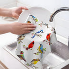 Birds on Branch Kitchen Towels Decorative Set of 4, Absorbent Cardinal - Image 3