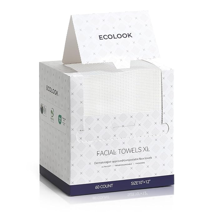 ECOLOOK Disposable Face Towel XL-60 Count Upgraded Thick Facial Towels by Unknown