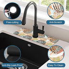 Vintage Flowers Kitchen Sink Splash Guard Faucet Mat Abstract Floral Super - Image 4