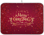 Merry Christmas Drying Mat for Kitchen Counter 16x18 Inch Christmas Dish Mat by Sweetshow