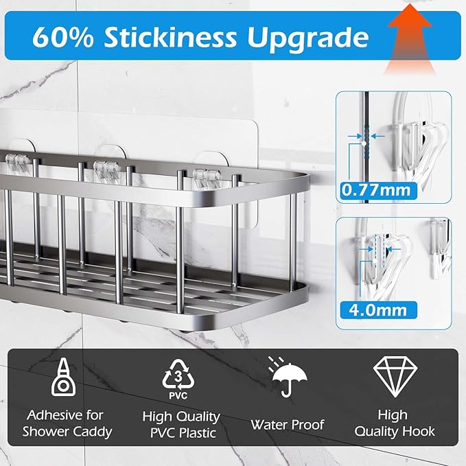 Lsnisni 12 Pack Shower Caddy Adhesive Replacement, Shower Adhesive Strips - Image 4