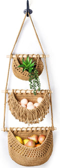 Lawei 3 Tier Hanging Fruit Basket, Wall Hanging Vegetable Fruit Baskets Cotton by ENJOYEVERYMOMENT