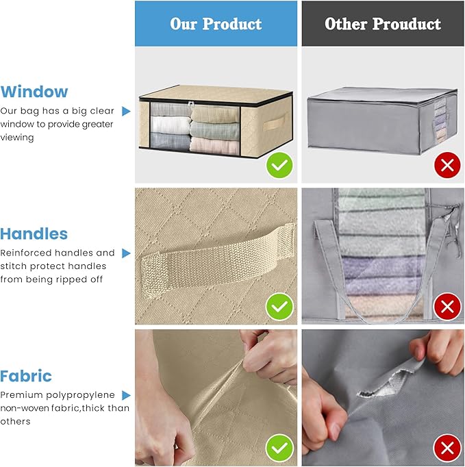 HomeHacks Storage 6-Pack Clothes Organizer Storage Bags Foldable Storage Box - Image 5