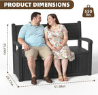 EasyUp 80 Gallon Wood Grain Style Outdoor Storage Bench, Waterproof and Lockable Deck Box Outdoor Storage Furniture for Patio,Garden,and Porch – Perfect for Storing Garden Tools and Cushions(Black) - Image 3