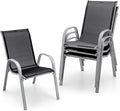 Giantex Set of 4 Patio Chairs, Stackable Outdoor Dining Chairs, 330 LBS Capacity, All Weather Resistant, Heavy Duty Rustproof Metal Armchairs, Lawn Chairs for Front Porch Yard Pool Garden by Giantex
