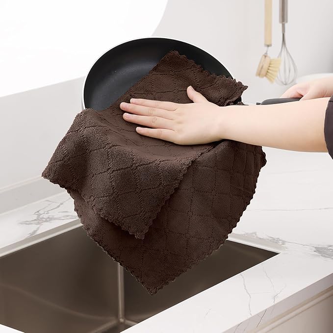 Homaxy 12 Pack Dish Towels for Kitchen, Super Soft and Absorbent Coral Velvet - Image 3
